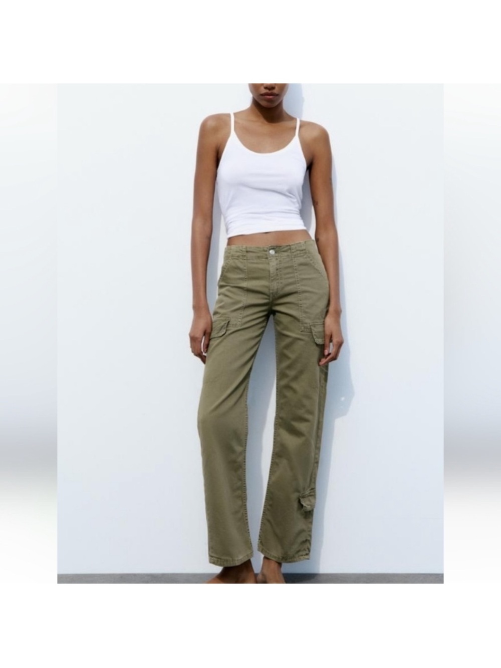 Zara mid-rise Adjustable strap Cargo Pants